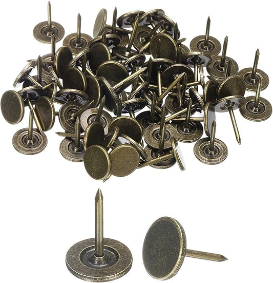 uxcell 150Pcs Upholstery Tacks, 11mmx15mm Flat Head Thumb Tack Decorative Furniture Nails Push Pins for Furniture Sofa Headboards, Bronze