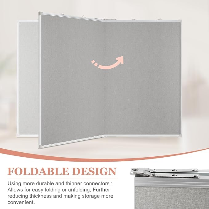 Double-Sided Large Cork Board with Linen, 60" x 40" Foldable Hanging Aluminum Framed Bulletin Board, Vision Board Pin Board Corkboards for Walls, Office, School Decor, 20 Pushpins