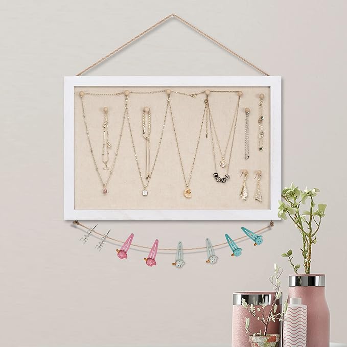 Miratino Cork Board Bulletin Board, 16 "x11 White Linen Cork Boards for Walls with White Frame, Pin Board Vision Board for Home Kitchen School Office Decor