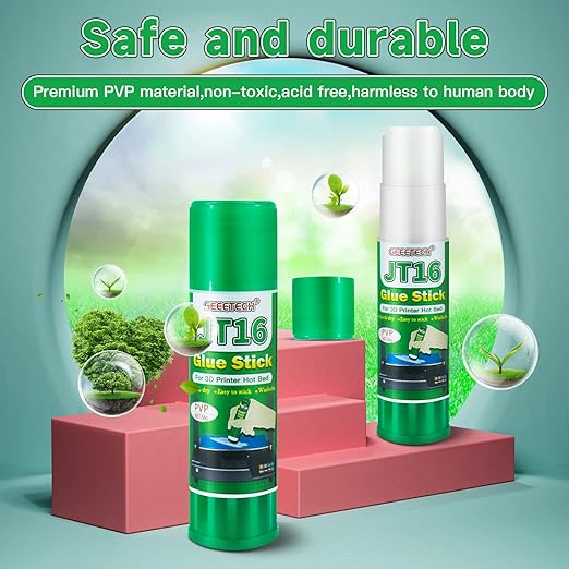 Geeetech 3 Pieces 3D Printer Glue Sticks 36 Gram Each PVP Solid Glue Stick for 3D Printer Hot Bed, Water-Soluble Glue Stick, Quick Dry, Easy to Stick and Washable
