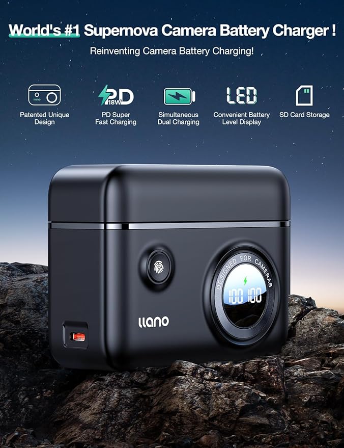 llano 2-Pack LP-E6NH Batteries and 18W Fast Dual USB Charger - Image 8