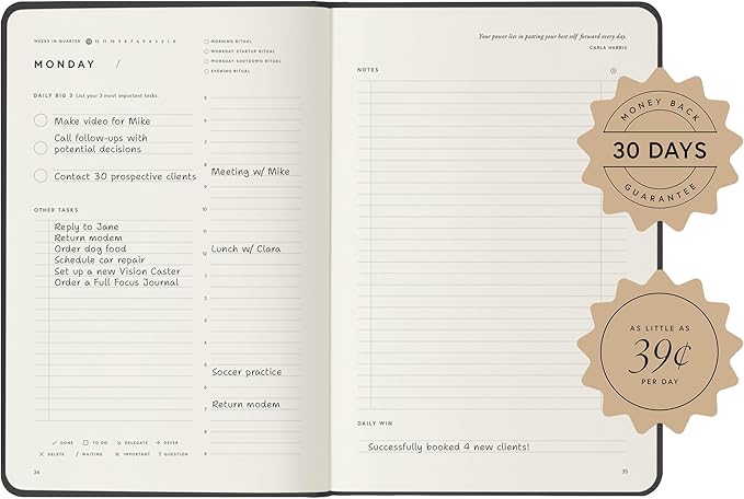 Full Focus Sea Blue Linen Planner by Michael Hyatt - The #1 Daily Planner to Set Annual Goals, Increase Focus, Eliminate Overwhelm, and Achieve Your Biggest Goals - Hardcover