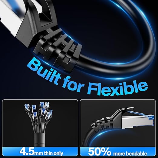 Cat6A Ethernet Cable Shielded 10Gbps 1 ft, Slim Shielded Ethernet Cable Cat 6 - Image 4