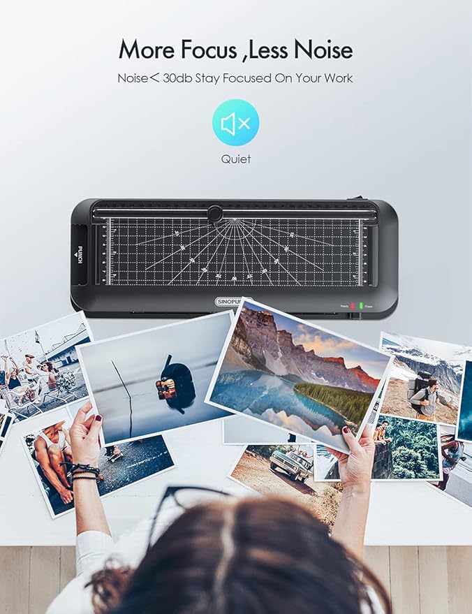 Thermal Laminator Machine, 9-Inch, 3-in-1 Laminator with Built-in Paper Trimmer, Hole Punch & Corner Rounder, 50 Laminating Pouches, Fast 3-Min Warm-Up, Jam-Free for Home, Office, School