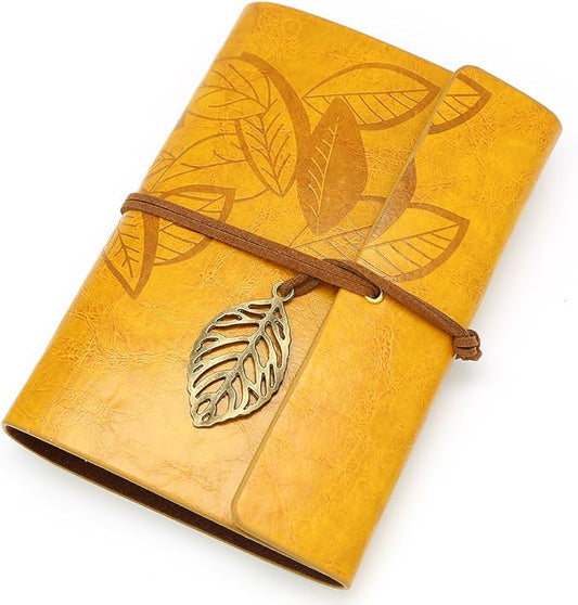 EvZ Vintage Gold Brown PU Leather Cover Loose Leaf Blank Notebook Journal Diary Gift