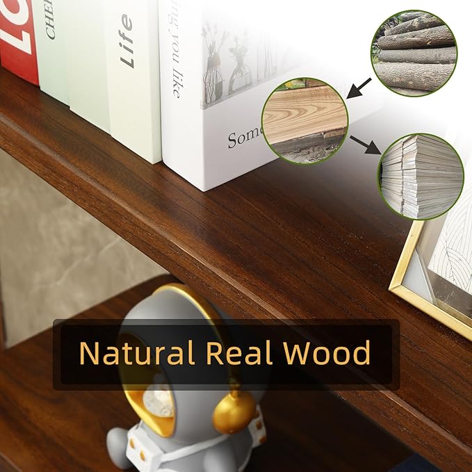 WH-AOERPYMY Natural Real Wood Bookcase,Industrial Bookshelf,6 Tier Solid Wood Open Book Shelf Storage,Metal Shelving Unit,Farmhouse Wide Etagere Bookcase for Office Living Bedroom (6 Tiers)