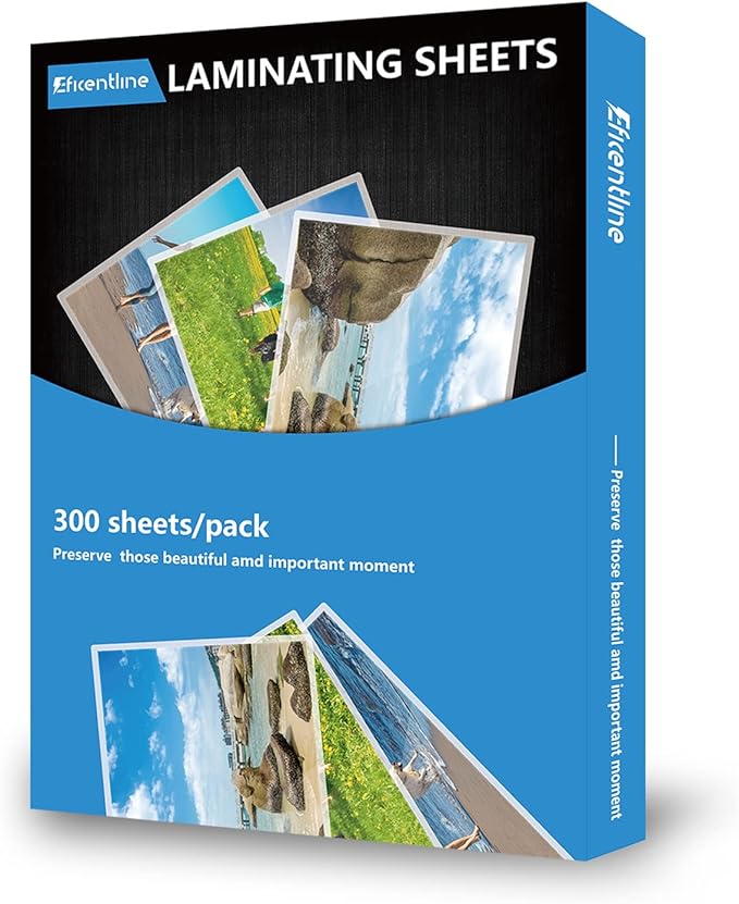 300 Pack 3 Mil Thermal Laminating Pouches, Plastic Laminating Sheets, 9 x 11.5 Inch, 5 x 7 Inch, 4 x 6 Inch, 3.7 x 5.3 Inch, 2.2 x 3.7 Inch for Letter, Photo, Note, ID Badge and Business Card Sizes