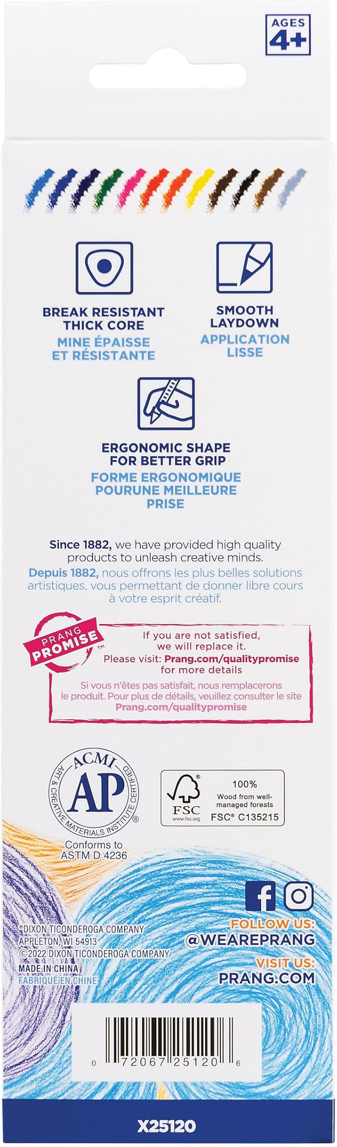 Prang Triangular Colored Pencils With Sharpener, Assorted Colors, 5.5 mm Core, 12 Count