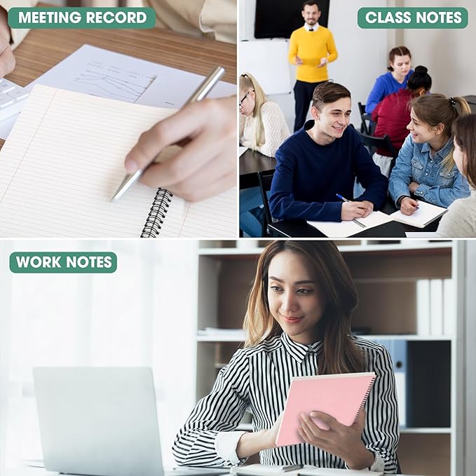 Glenmal 6 Pcs Spiral Notebook for Work A4 8.5 x 11'' College Ruled Spiral Journal Notebook Kraft Cover Ruled Paper, 120 Sheets 240 Pages for Office Study Supplies(Bohemian Colors)