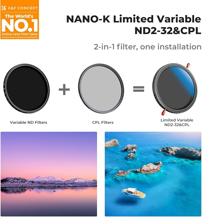 K&F CONCEPT 72mm Variable ND2-32 & Circular Polarizing Lens Filter in 1 - Image 2