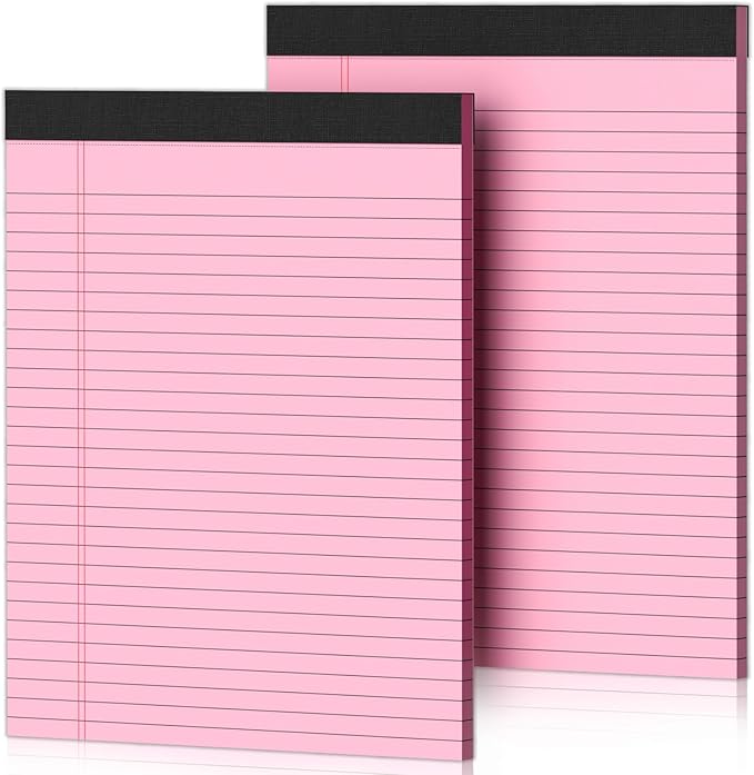 2 Pcs Legal Pads 8.5 x 11 Pink Note Pads 8.5 x 11 Notepad 8.5 x 11 Micro Perforated Writing Pads 8.5 x 11 Lined Paper Pads Wide Ruled Pad of Paper 30 Sheets Notebook for Study, To-Do Lists, Office