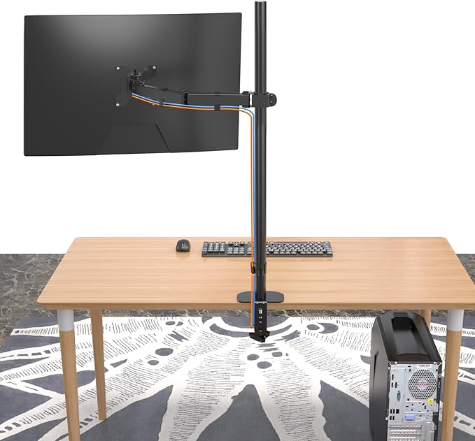 Pholiten Extra Tall Single Monitor Desk Mount Stand with 31.5inch Pole for 13 to 32 inch Screens,Fully Adjustable Monitor Arm Mount for Desk,Holds up to 22lbs