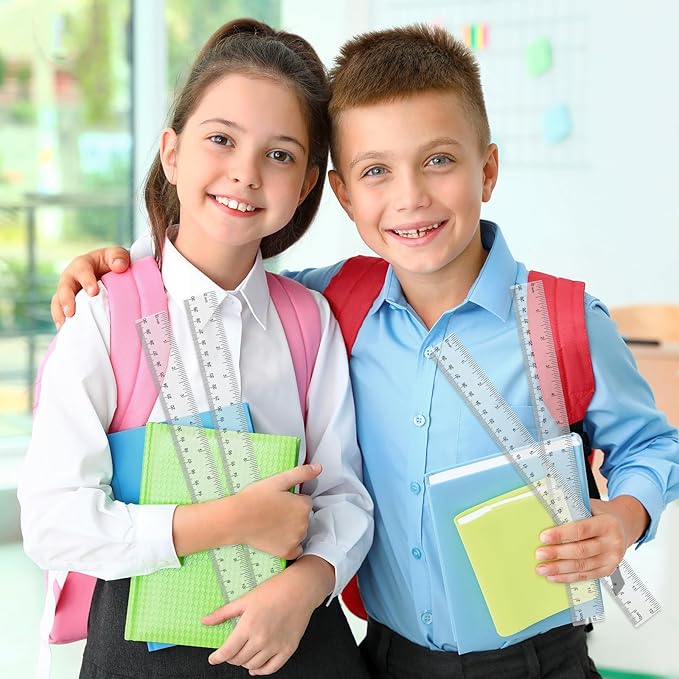 32 Pack Clear Plastic Ruler 12 Inch, Rulers Bulk for Classroom, Transparent Ruler with Centimeters and Inches, Metric Rulers for Kids, Ideal Back to School Office Home Supplies