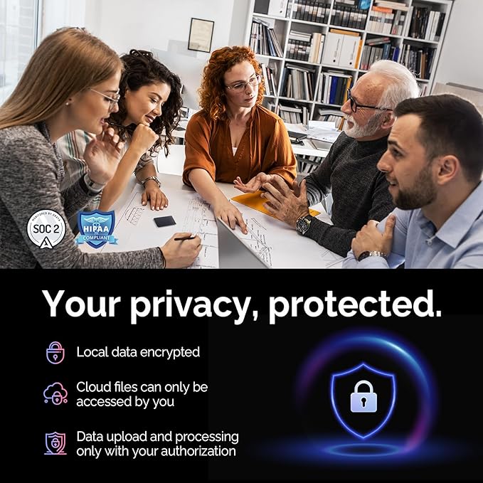 AI Voice Recorder, Note Voice Recorder w/Case, App Control, Transcribe & Summarize with AI Technology, Support 112 Languages, 64GB Memory, Audio Recorder for Lectures, Meetings, Calls, Black