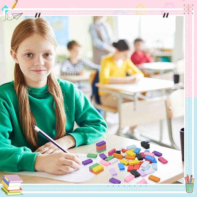 144 Pcs Bulk Erasers for Kids Pencil Erasers First Day of School Gifts for Student Pastel Colors Neon Colors Cute Party Favor for Classroom Art Office, Back-to-School Supplies(Multicolor)