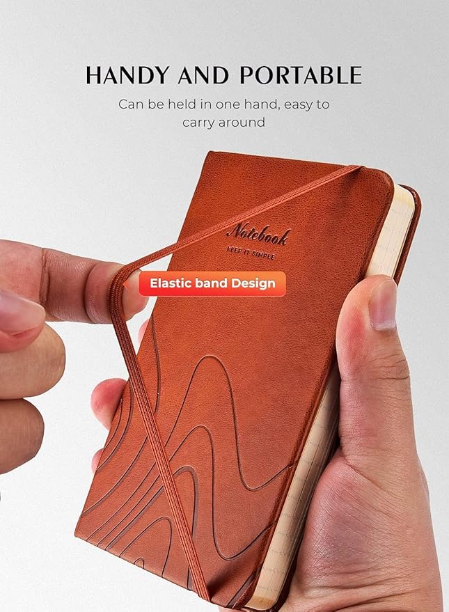 AISBUGUR Pocket Notebook, Small Notebook, Total 320 Pages 2-Pack, 3.7" x 5.7" Pocket Notebook (2 Pack, Brown1)