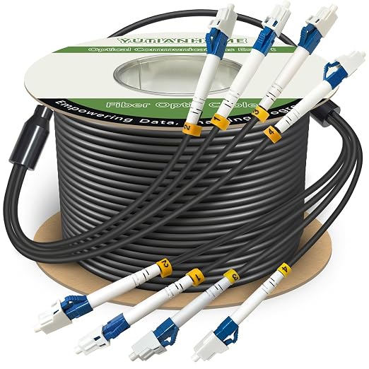 200 Meters 4 Core Industrial TPU LC to LC Outdoor Armored Fiber Optic Cable by YUTIANHOME