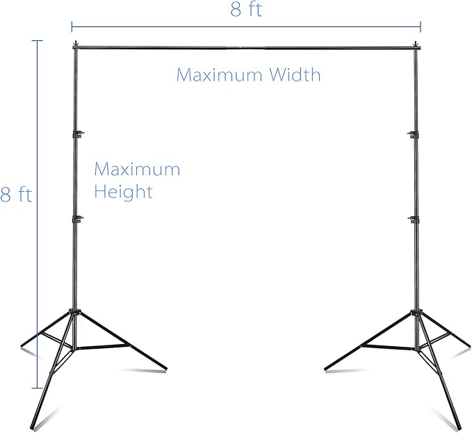 EMART Photography Backdrop Stand, 8 x 8 ft Adjustable Photo Background Holder - Image 2