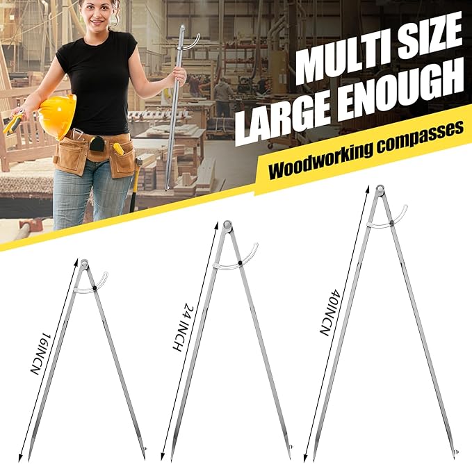 40 inch Compass for Geometry, Compass for Woodworking, Precision Woodworking Compass with Wing Divider and Pencil Holder, Large Compass for Geometry, Woodworking Compass, Drafting, Drawing Compass
