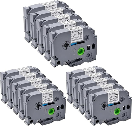 15-Pack 12mm 0.47 Inch Laminated White TZe Tz Tape Replace for Brother Label Maker Tape TZe-231 Compatible with P Touch Label Maker PT-D210 PT-D220 PT-D200 PT-H100 PT-D400 PT-D600