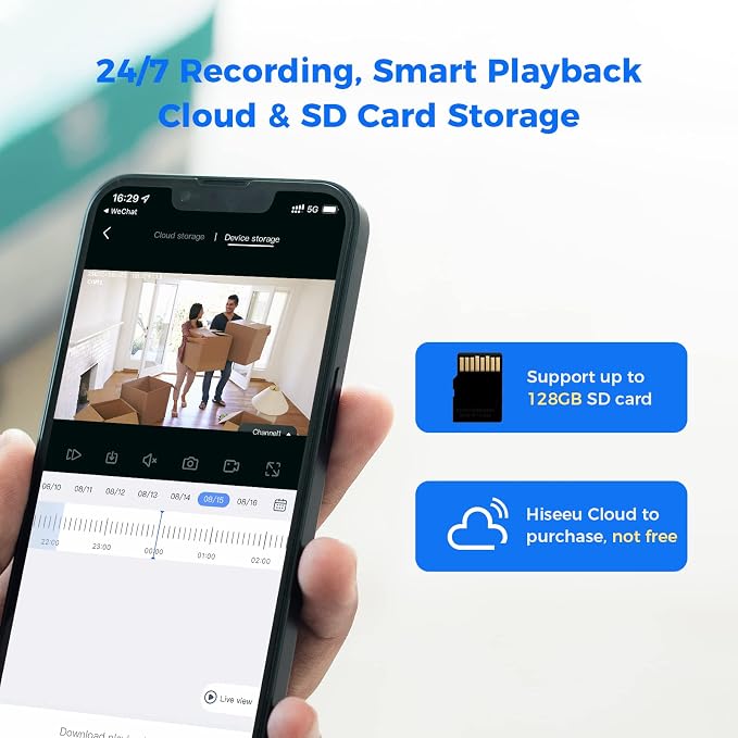 Hiseeu Security Camera Wireless Outdoor, 3MP Color Night Vision WiFi Home Video - Image 6