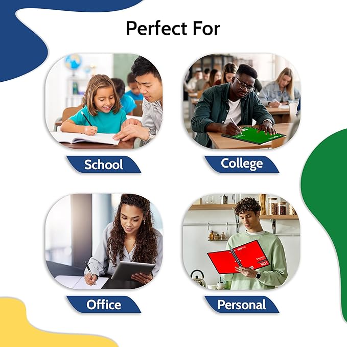 EPI Spiral Notebook | 5 Subject - Wide Ruled - 180 Sheets, Durable Spiral Binding | 10.5 x 8 in | Classroom Supplies | School, Office, Note Taking, Journaling - 12 Pack