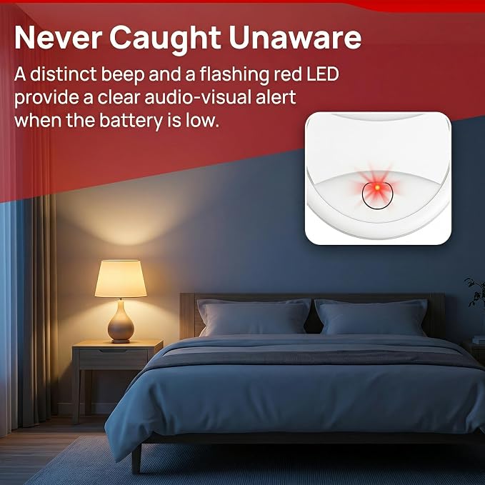 2 Pack Photoelectric Smoke Detector, 10-Year Battery Operated Fire Alarm - Image 6