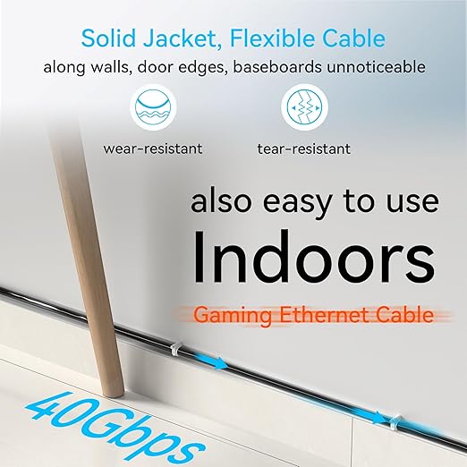 Sokqovt Cat 8 Ethernet Cable Slim 25ft Outdoor&Indoor, Pure Copper Cat8 - Image 6