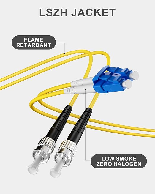 6 Pack LC to ST Fiber Patch Cable OS1, 2M Single Mode Duplex Fiber ST to LC - Image 5