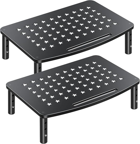 Zimilar 2 Pack Monitor Stands, 3 Height Adjustable Riser for Laptop, Printer, iMac, PC, Premium Metal Stand for 2 Monitors