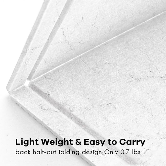 Bulletin Board, 24 x 18 Inches Felt Decorative Pin Board, Cork Alternative for Wall, Foldable Photo Self-Adhesive Vision Mood Board With 20 Pushpins - Marble White