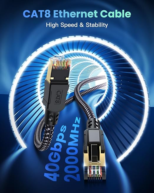 BUSOHE Cat 8 Ethernet Cable 60 FT, High Speed 40Gbps 2000Mhz Braided Network - Image 2
