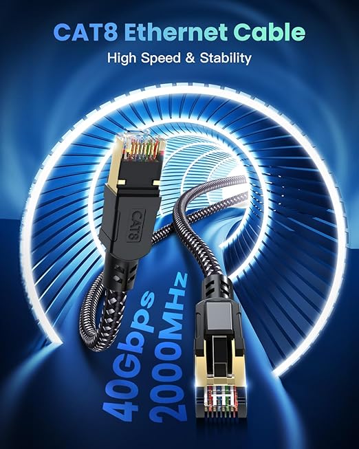 BUSOHE Cat 8 Ethernet Cable 10FT, High Speed 40Gbps 2000Mhz Braided Network - Image 2
