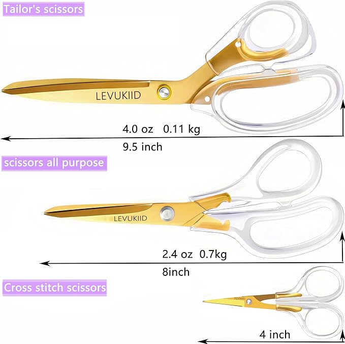 9 Inch All Purpose Scissors for Adults - Ins Style Clear Handle, 2Cr13 Stainless Steel Sharp Blade - Ideal for Fabric Crafts, Tailor's Shears - All-Purpose Fabric Scissors, Crafting & Office