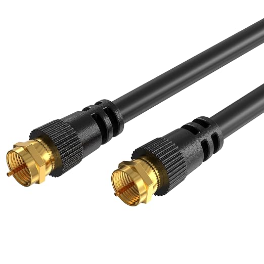 Cables Direct Online Pack of 5 x Coaxial Cables 50FT Black Coax RG6 Male F Type by CablesDirect