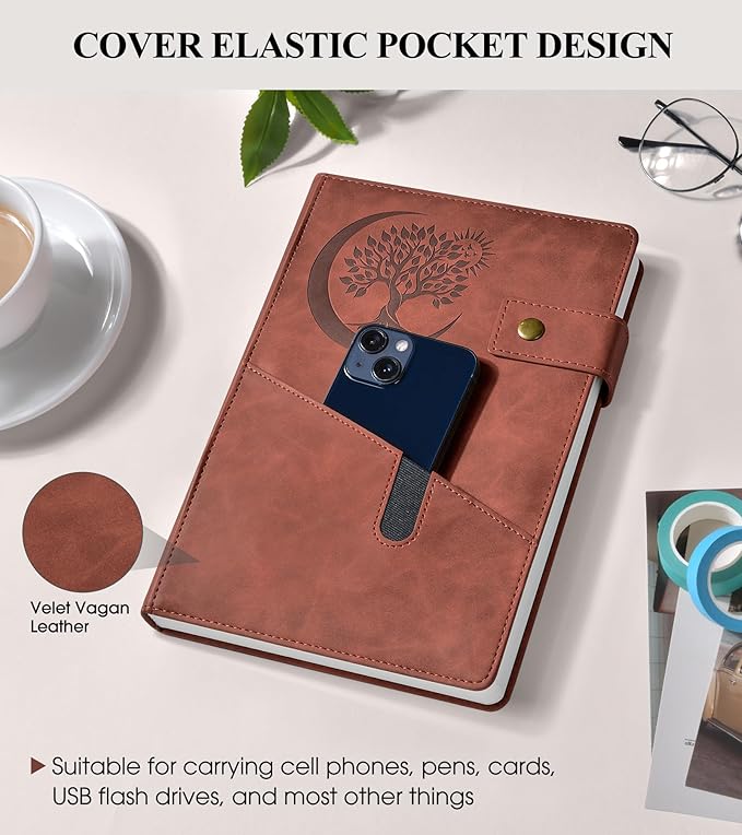 365 Page Thick Lined Journal Notebook for Men Women, A4 Large Leather Journals for Writing, Hardcover Notebooks for Work, School, Note Taking, Business, Travel Diary, College Ruled 8.5" x 11"