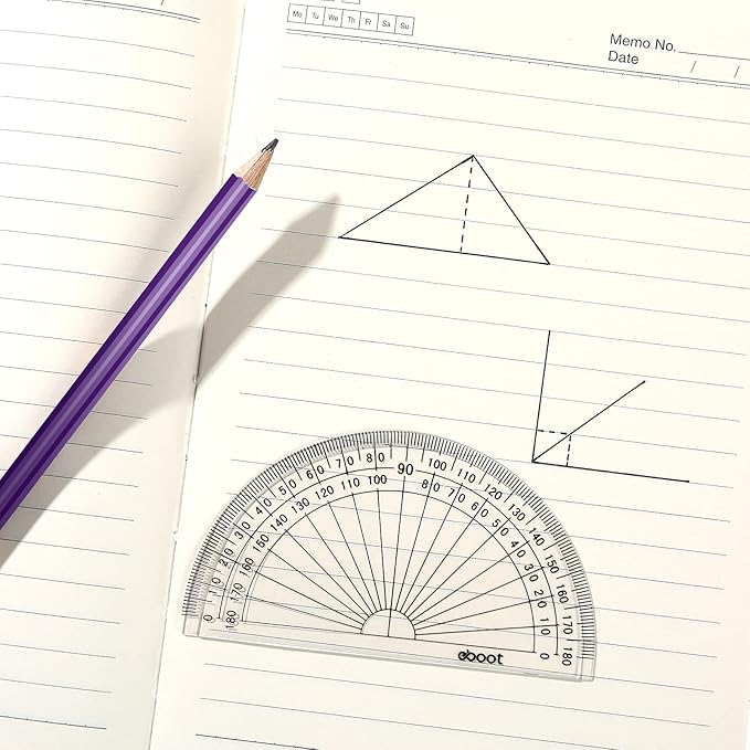 EBOOT 100 Pcs Math Protractors Plastic Protractor 180 Degrees, 4 Inches (Clear)