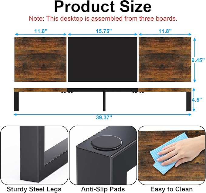 Zimilar Dual Monitor Stand Riser, Large Monitor Stand for Desk, Wood Monitor Riser with Storage Organizer for Home Office, Monitor Stands for 2 Monitors, Desktop Wooden Monitor Riser for Computer