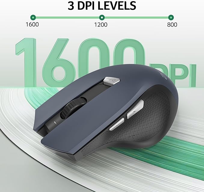 acer Wireless Mouse for Laptop, 2.4GHz Computer Mouse 3 Adjustable DPI Office Cordless USB Mice with USBA Receiver, 6 Buttons, 1600 DPI, Medium to Large Sized Hands Compatible with PC, Laptop, Desktop