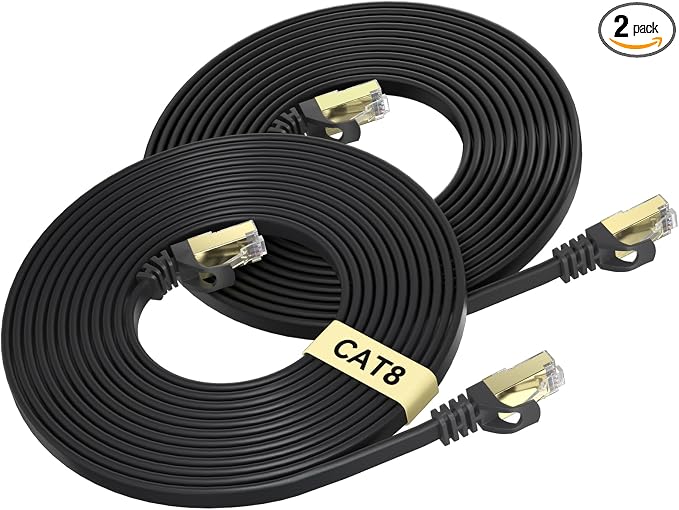 BUSOHE Cat 8 Ethernet Cable 1 FT 2-Pack, 40Gbps 2000MHz Cat8 High Speed Flat by BUSOHE