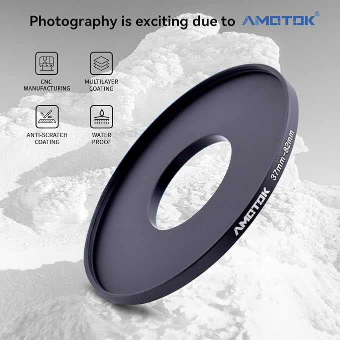 37mm Lens to 82mm Camera Lens Adapter, 37mm to 82mm Filter Step-up Ring Adapter - Image 2