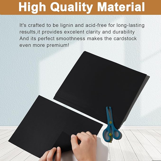 28 Sheets Black Cardstock 8.5 x 11 Printer Paper, 92lb Heavyweight Black Construction Paper Card Stock for DIY Cards, Scrapbooking, Greeting Cards, Invitations