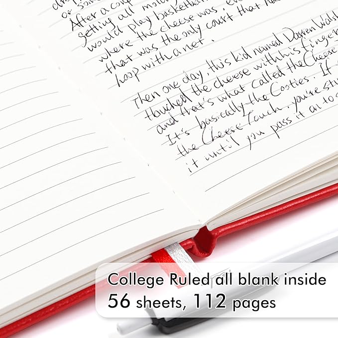 feela 6 Pack Pocket Mini Notebooks Bulk, Small Cute Memo Notepads Hardcover College Ruled Lined Journals with Pen Holder for School Business Work, with 6 Black Pens, 3.5”x 5.5”, A6, Red