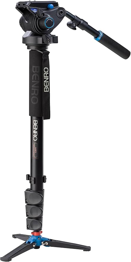 Benro Aluminum Series 4 Monopod w/ 3-Leg Locking Base and S6 Video Head by Benro