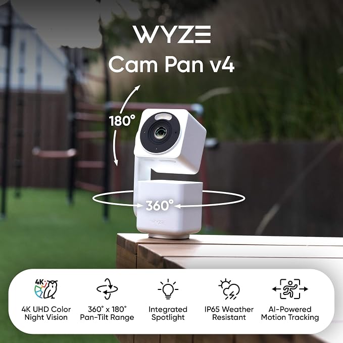 WYZE Cam Pan v4, 4K Smart Home Security Camera System, AI Indoor/Outdoor Monitor - Image 2