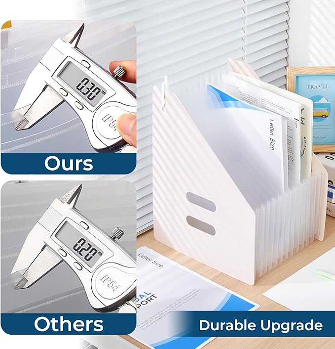 Y YOMA 2 Pack Expanding Magazine Holder with 13 Pockets | Portable Desktop Plastic Self Standing Accordion File Organizer for A4 Letter Size Document Storage Home Office School, Mint Green