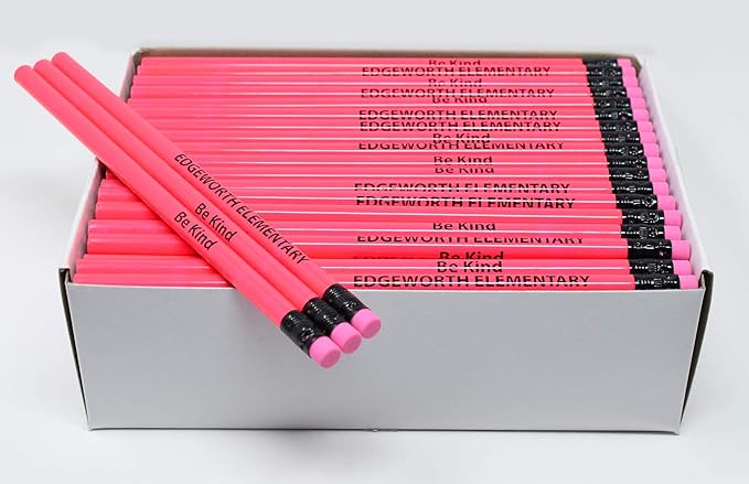 Pencil Guy Promotional Personalized Imprinted Neon Round Pencils- 500 per box