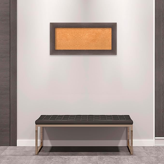 Amanti Art Natural Cork Board for Wall, 17x35 Vision Board with Brown Wood Frame, Medium Corkboard Office Decor for Home Organization, Country Rustic Corkboard Pinboard to Display Items for Home