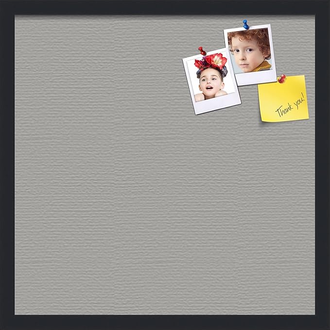 PinPix 20x20 Inch Cork Bulletin Board. This Decorative Framed Pin Board Comes with Dark Stone Design and a Satin Black Frame. Ideal for Home Office Decor or Message Board (PinPix-1808)