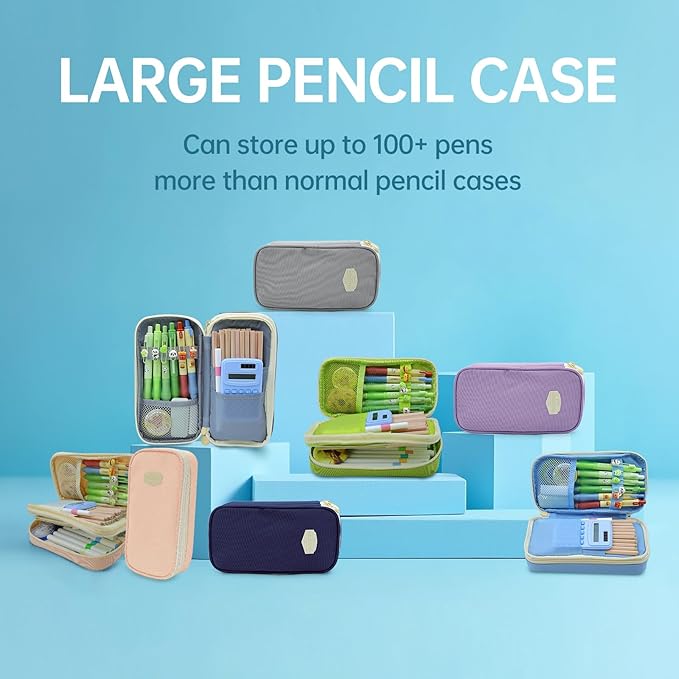 Large Capacity Pencil Case - Durable Zipper Aesthetic Pen Pouch, Big Storage Organizer for School, Office & Travel - Waterproof & Multi-Use (Fruit Green)